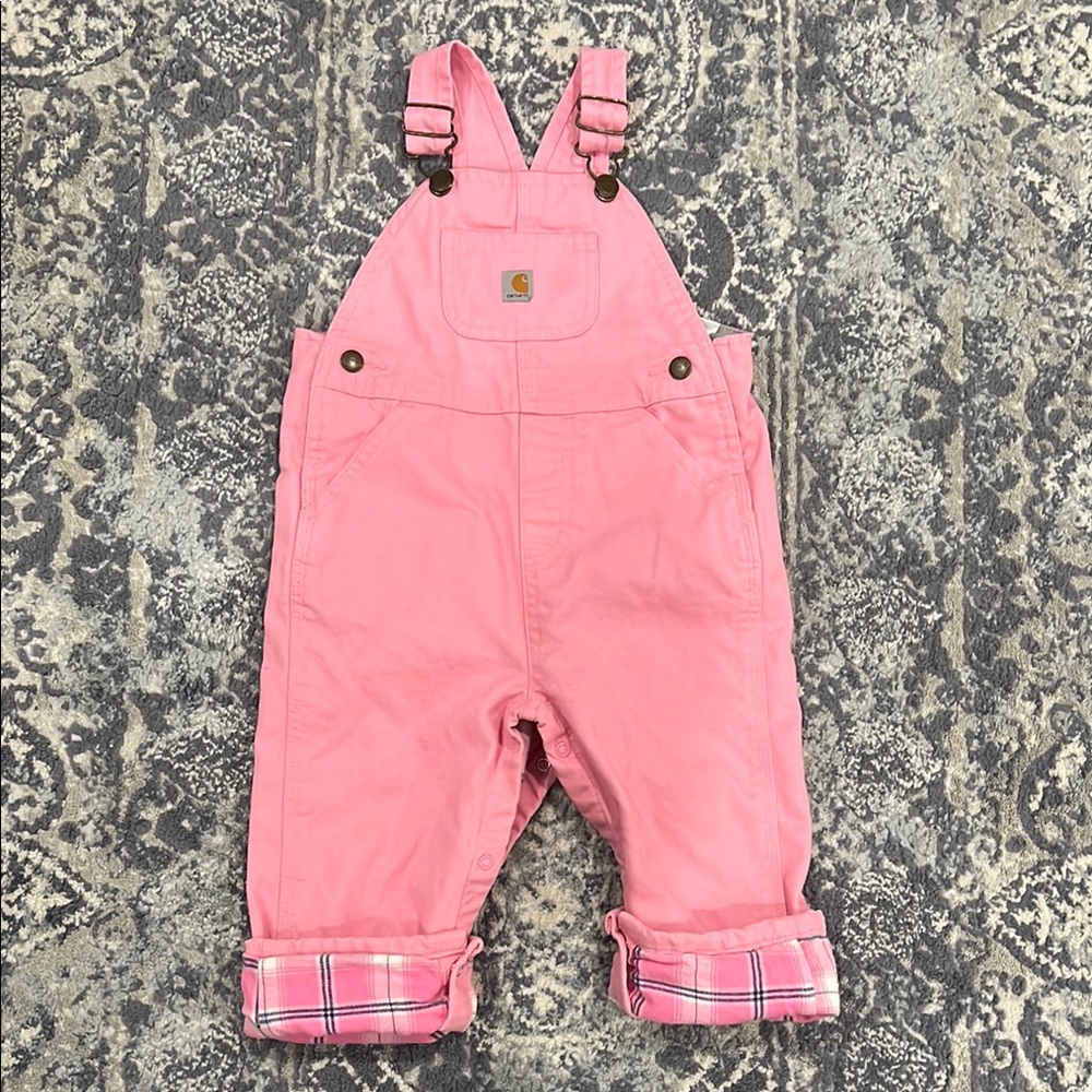 Carhartt Baby Pink Flannel Lined Overalls 24 Months
